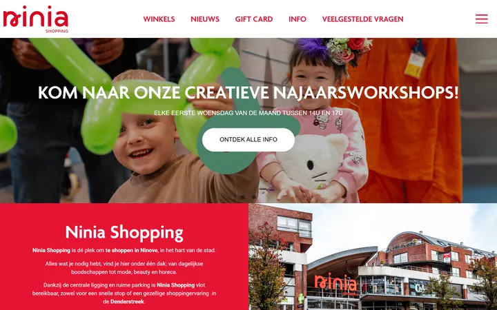 Page d’accueil du site de Ninia Shopping