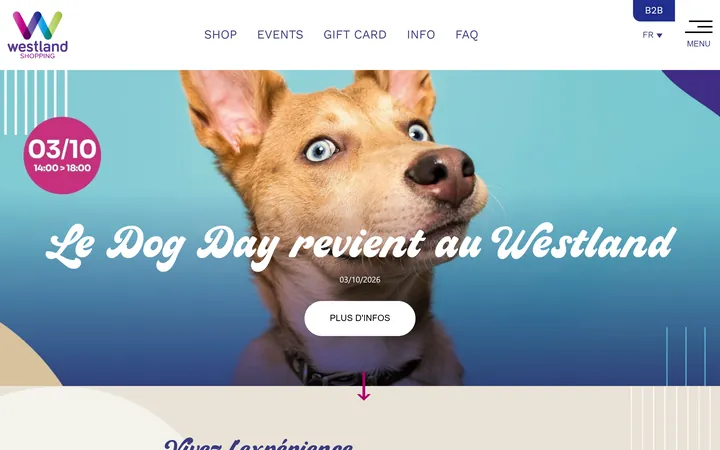 Page d’accueil du site de Westland Shopping